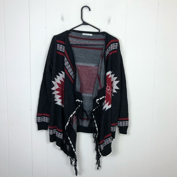 May & July Open Wrap Cardigan Sweater Aztec Pattern Sz S - Picture 2 of 6